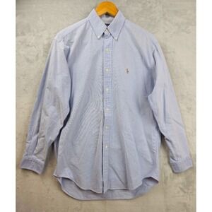 Polo Ralph Lauren Shirt Mens Small Oxford Blue Solid Flesh Pony Casual Classic
